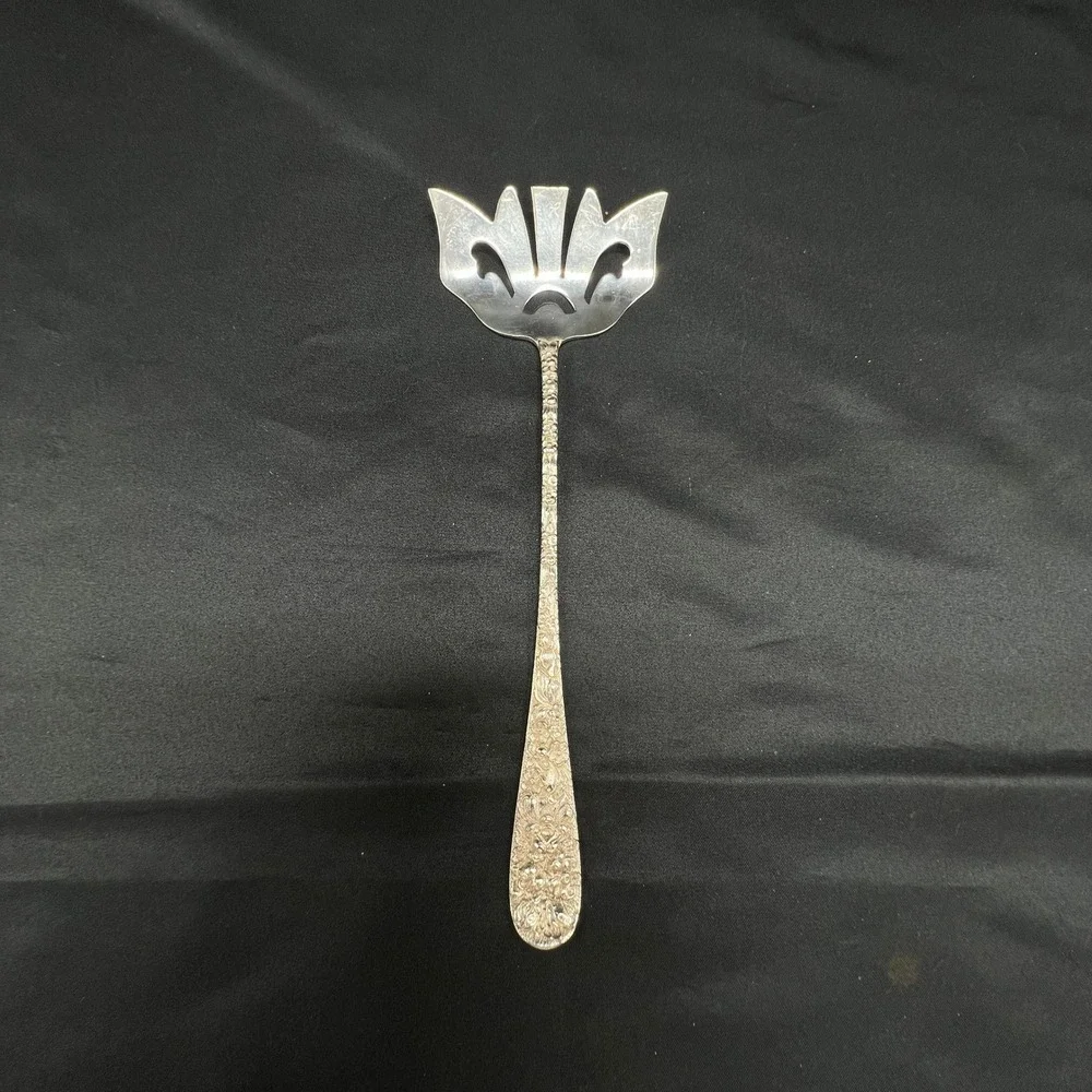 Stieff Rose Sterling Silver Cold Meat Bacon Fork Repousse Floral 58g Server